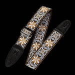 Levy's Leathers M8HT-13 2" 60's Hootenanny jacquard weave guitar strap with polypropylene backing, garment leather ends and