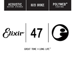 13147 Elixir® Strings 80/20 Bronze Single Acoustic Guitar String w POLYWEB® Coating (.047)