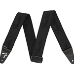 Fender 0990642076 WeighLess™ Running Logo Guitar Strap - Black/Black - 2"