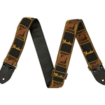 Fender 0990680003 Legacy Vintage Monogram Guitar Strap - Black/Yellow & Brown - 2"