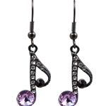 AM Gifts  ER449 Eigth Note Purple Rhinestone Earrings