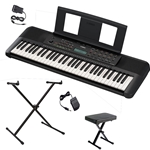 NW Music PSRE283PKG 61-Key Portable Keyboard with Sustain Pedal, X-Stand & Bench