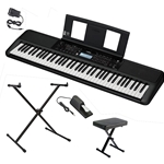 NW Music PSREW320PKGDLX 76-Key Portable Keyboard with Deluxe Pedal, X-Stand & Bench