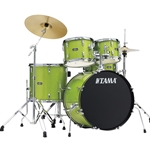 TAMA ST52H5CLGS STAGESTAR  5-piece Complete Drum Set with Snare Drum and Brass Cymbals - Lime Green Sparkle