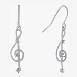 T3036010Z Silver Treasures Sterling Silver Treble Clef Earrings - Large