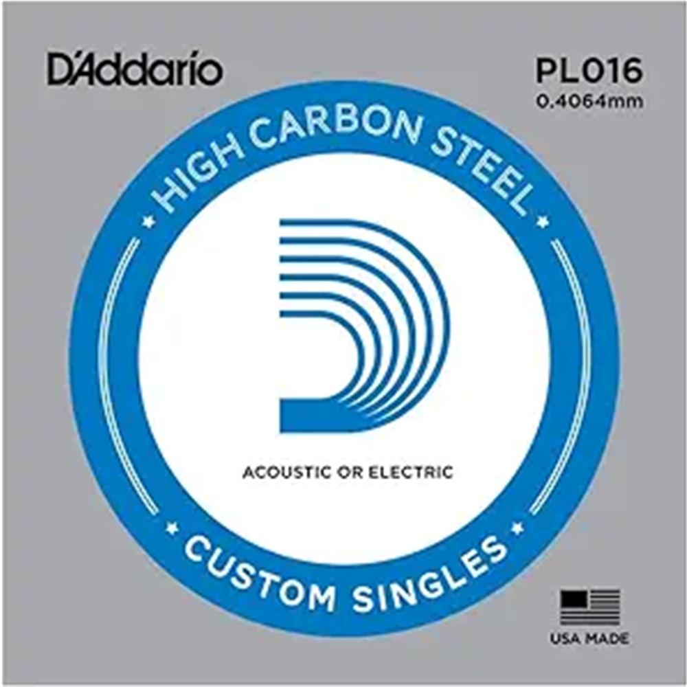 D'Addario PL016 Plain Steel Guitar Single String, .016