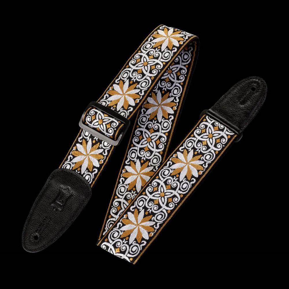 Levy's Leathers M8HT-13 2" 60's Hootenanny jacquard weave guitar strap with polypropylene backing, garment leather ends and