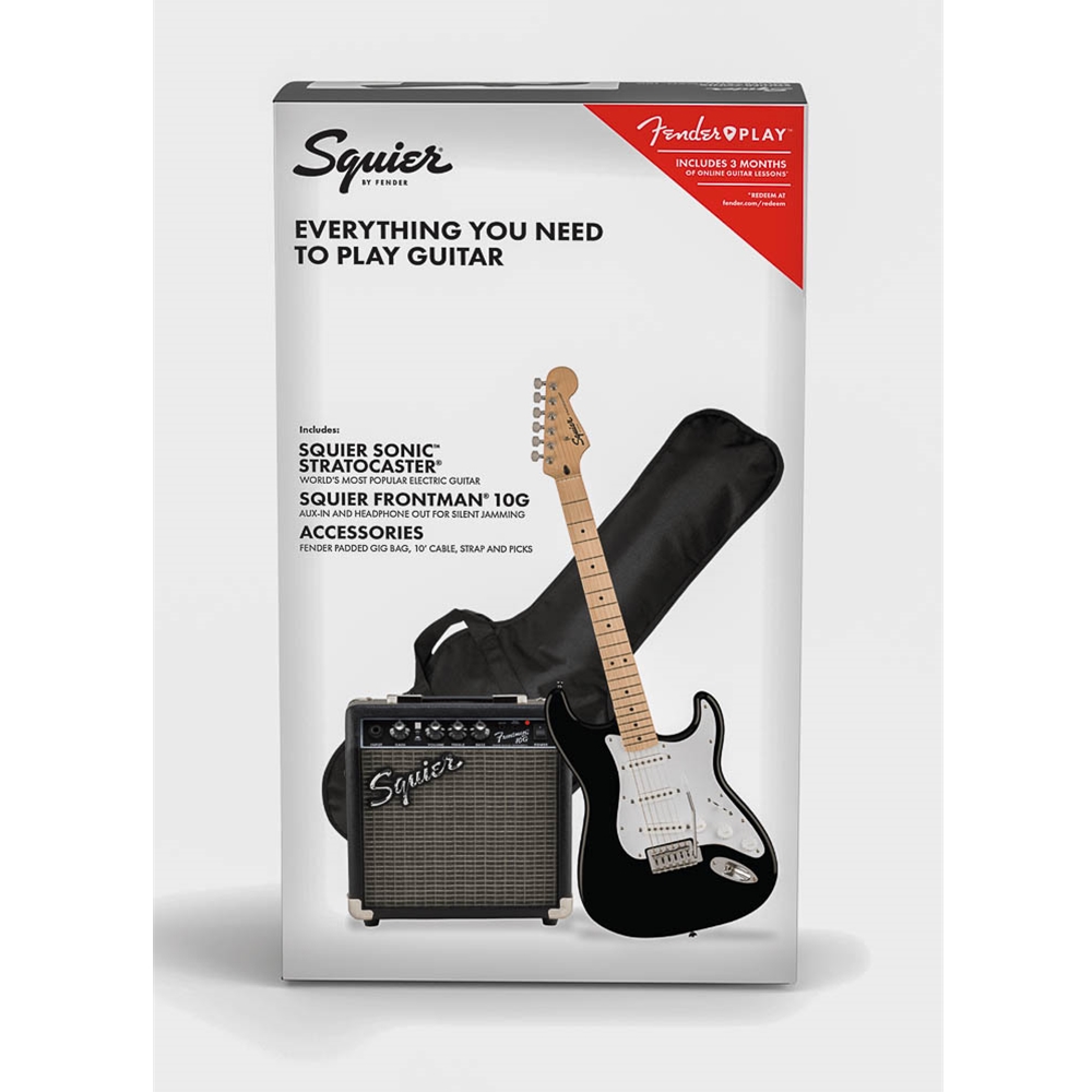 0371720006 Squier Sonic® Stratocaster® Electric Guitar Pack - Black w/Gig Bag