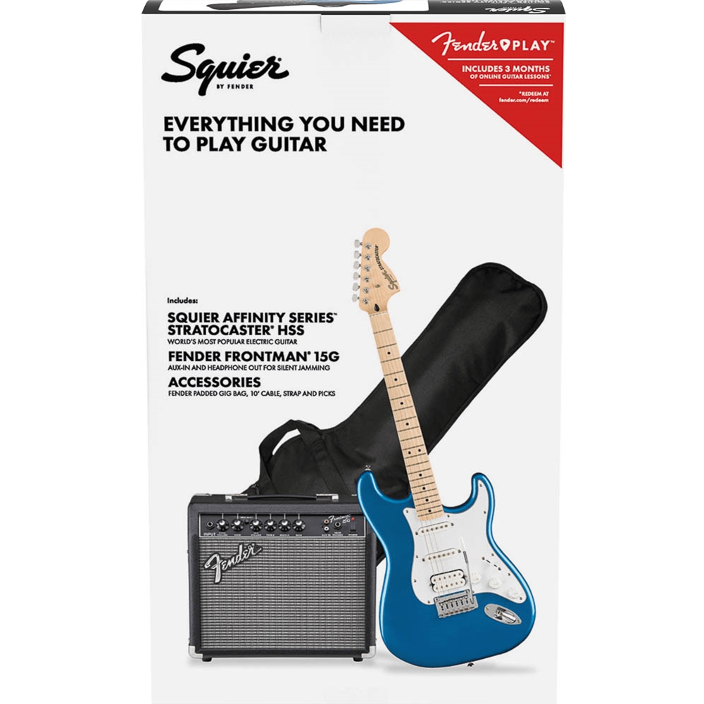 Squier 0372820002 Affinity Series™ Stratocaster® Electric Guitar HSS Pack - Lake Placid Blue w/Gig Bag