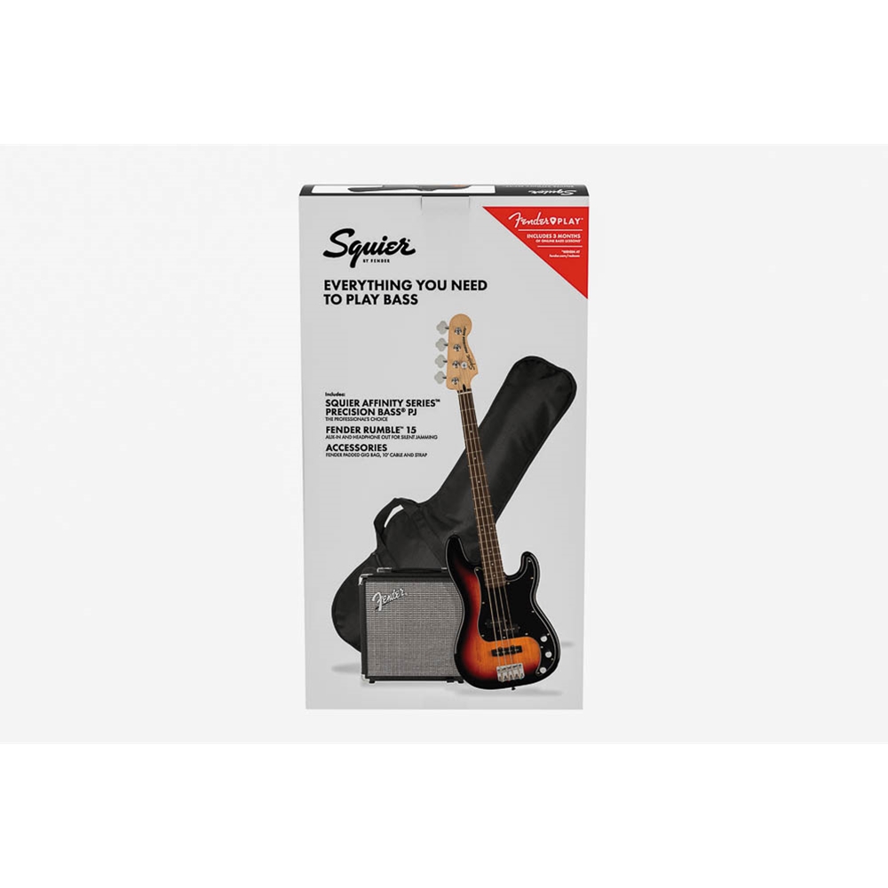 Squier 0372980000 Affinity Series™ Precision Bass® PJ Pack - 3-Color Sunburst w/Gig Bag Rumble