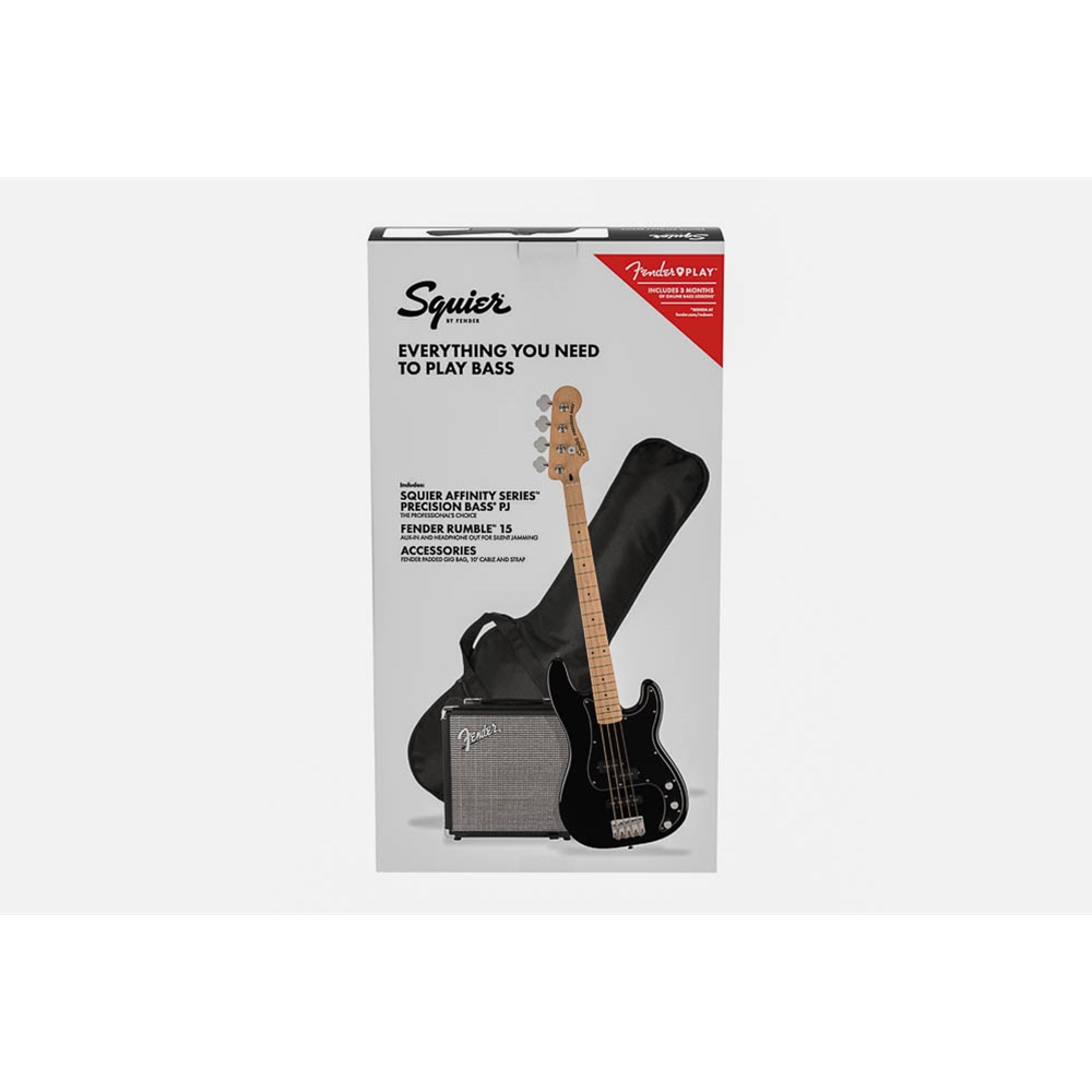 Squier 0372981006 Affinity Series™ Precision Bass® PJ Pack - Black w/Gig Bag Rumble