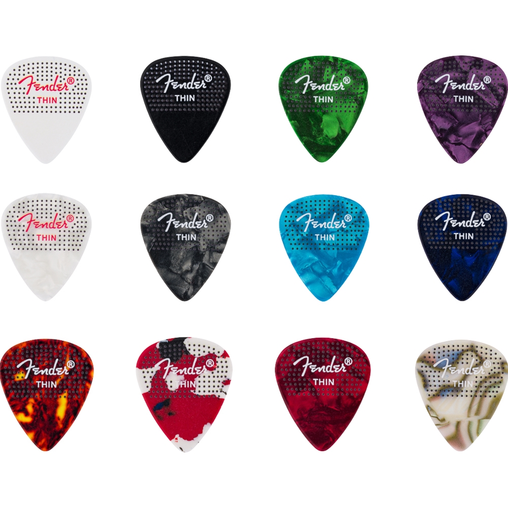 Fender 1980200300 351 Dotted Celluloid Picks, 12-Pack, Medium