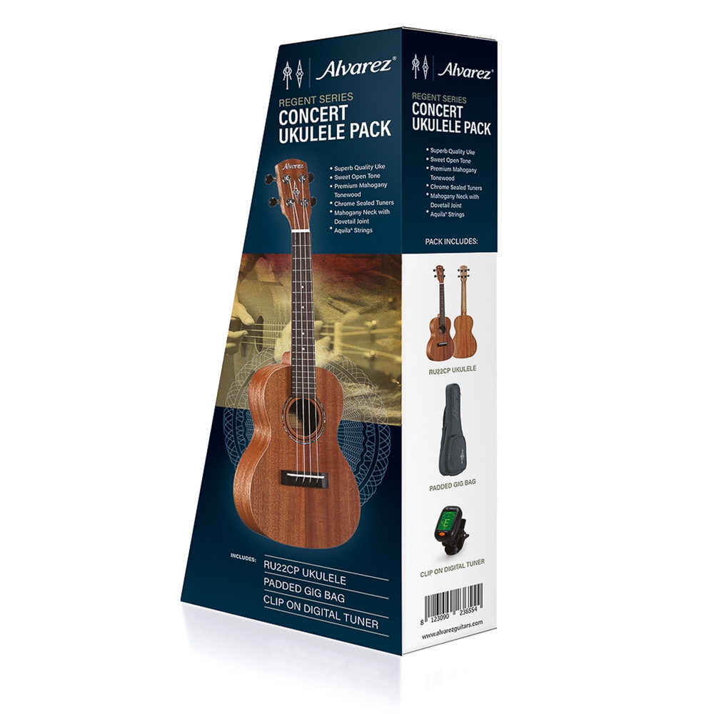 Alvarez RU22CP Regent Concert Ukulele Pack w/Tuner and Gigbag