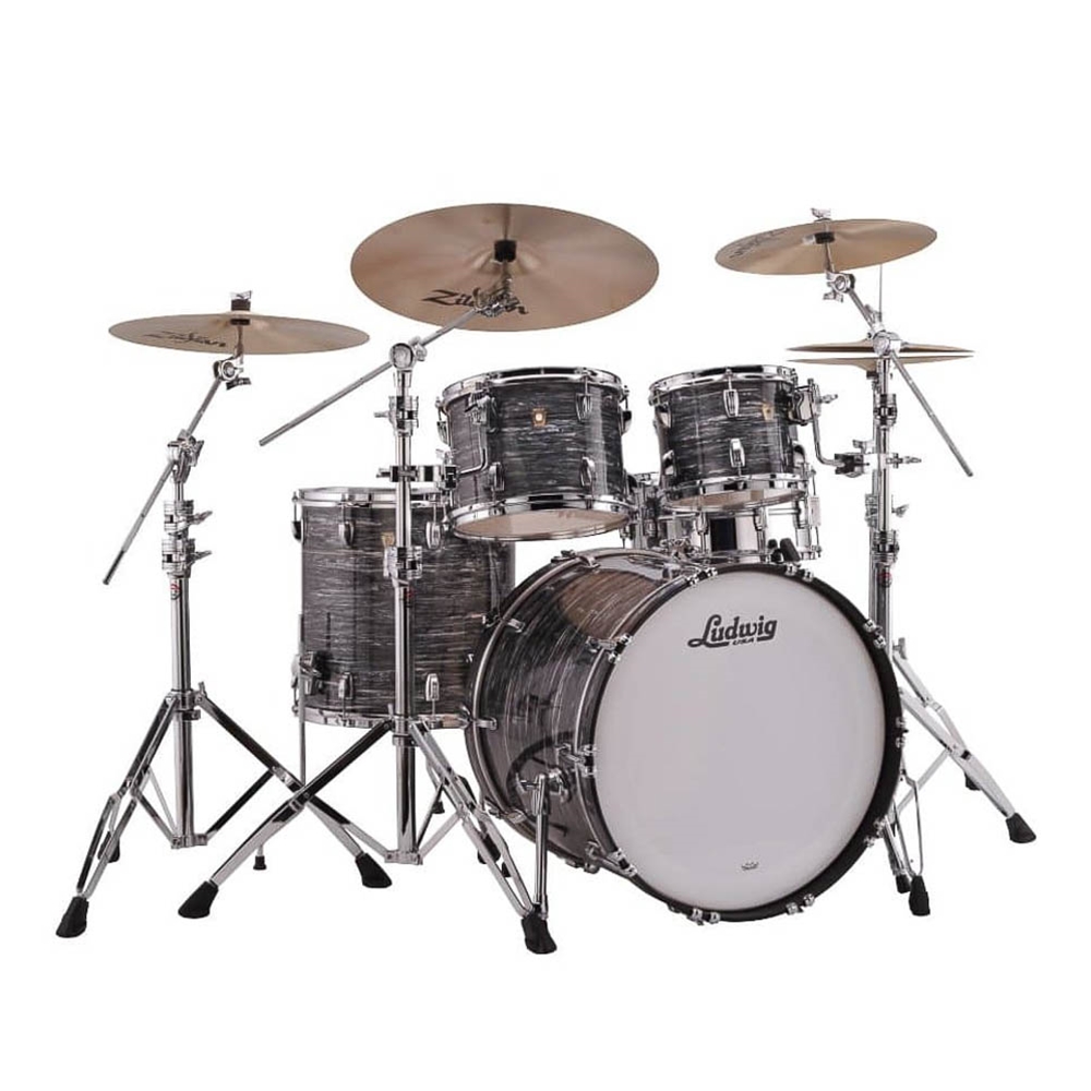 Ludwig L88204AX1Q Classic Maple Mod 5-Piece Vintage Premium Shell Pack, Black Oyster