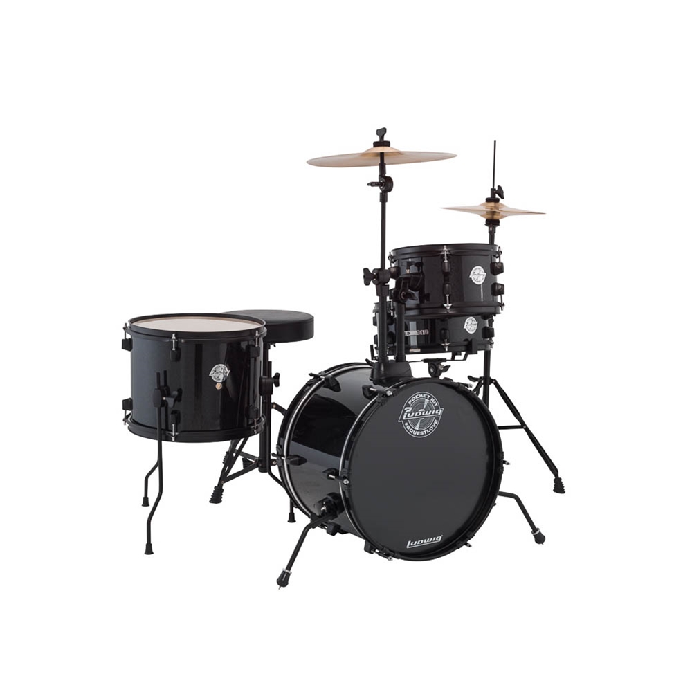 Ludwig LC178X016 Pocket Kit Complete Drum Set, Black Sparkle