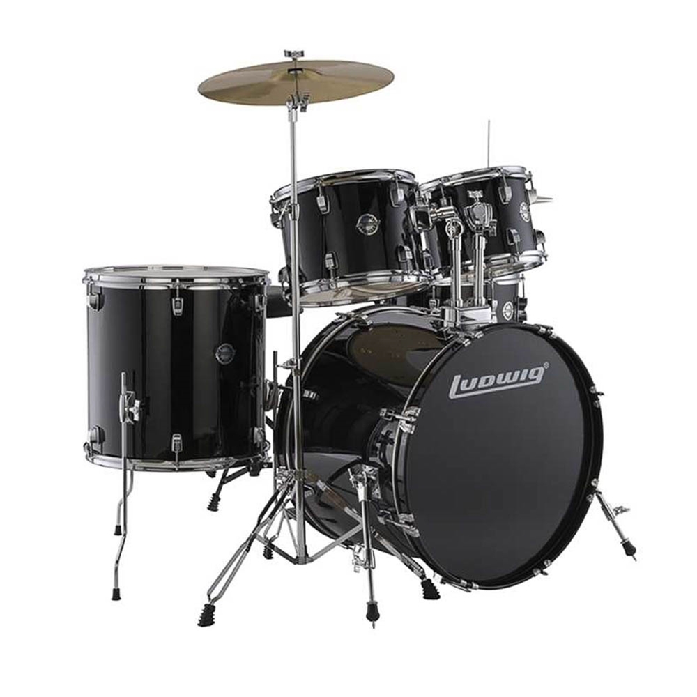 Ludwig LC19011 Accent Fuse 5-Piece Complete Drum Set, Black Sparkle