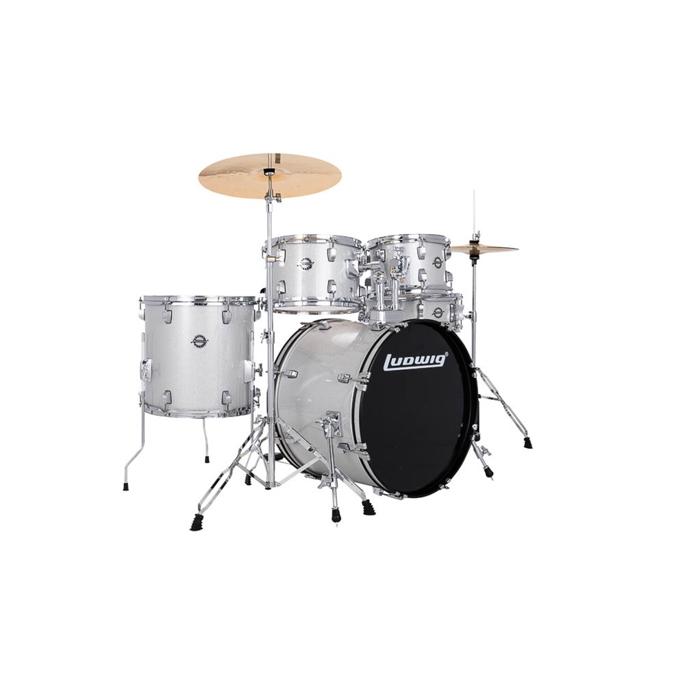 Ludwig LC19015 Accent Fuse 5-Piece Silver Sparkle Complete Drum Set