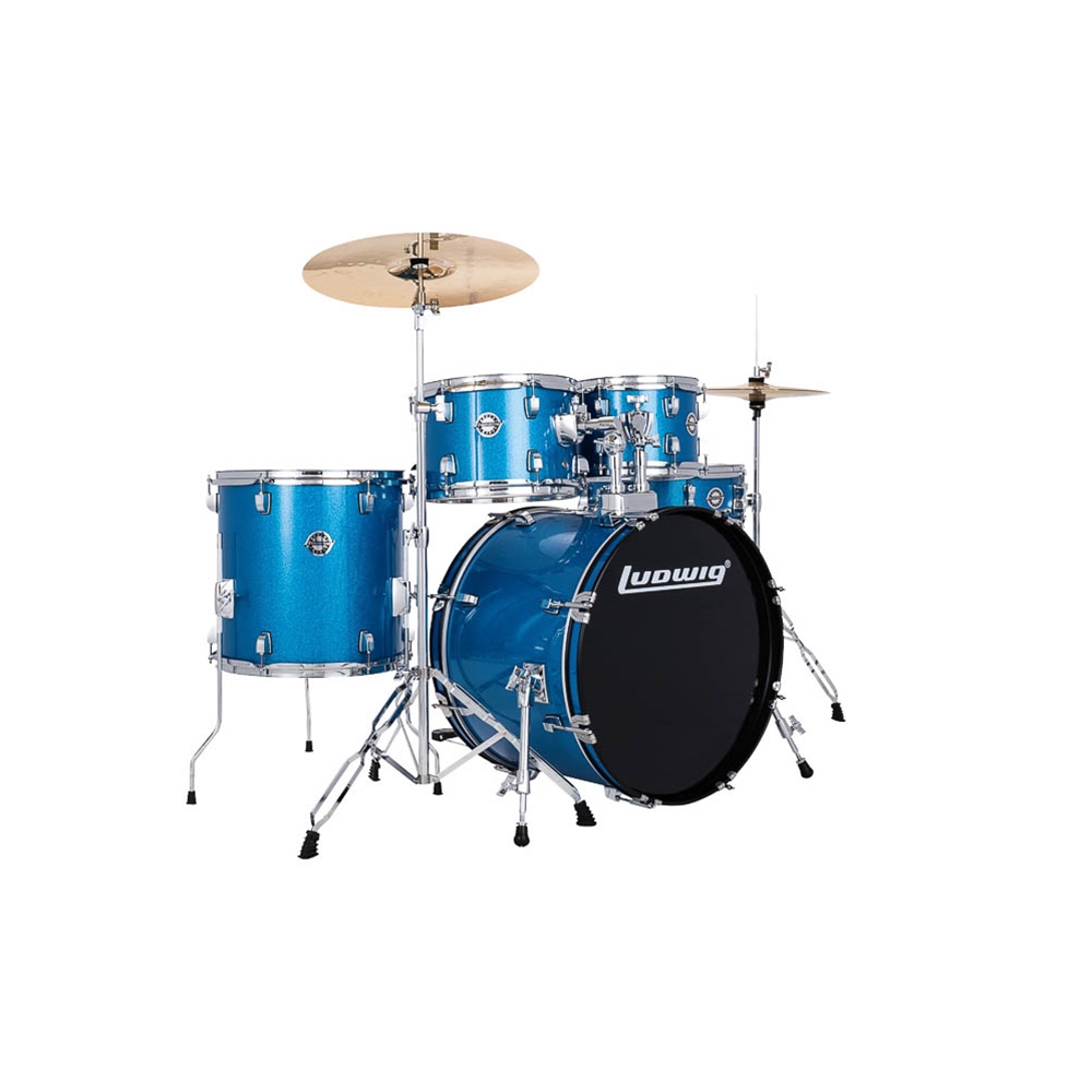 Ludwig LC19019 Accent Fuse 5-Piece Complete Drum Set, Blue Sparkle