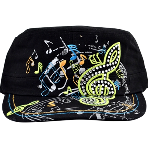 AM Gifts  6434B Neon/Rhinestone Black Hat