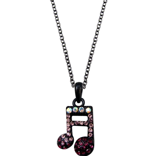 AM Gifts  N479 Sixteenth Notes Purple Rhinestone Necklace