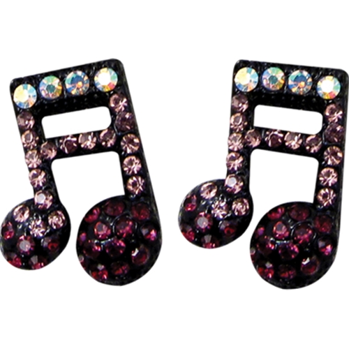 AM Gifts  ER447 Sixteenth Notes Purple Rhinestone Earrings