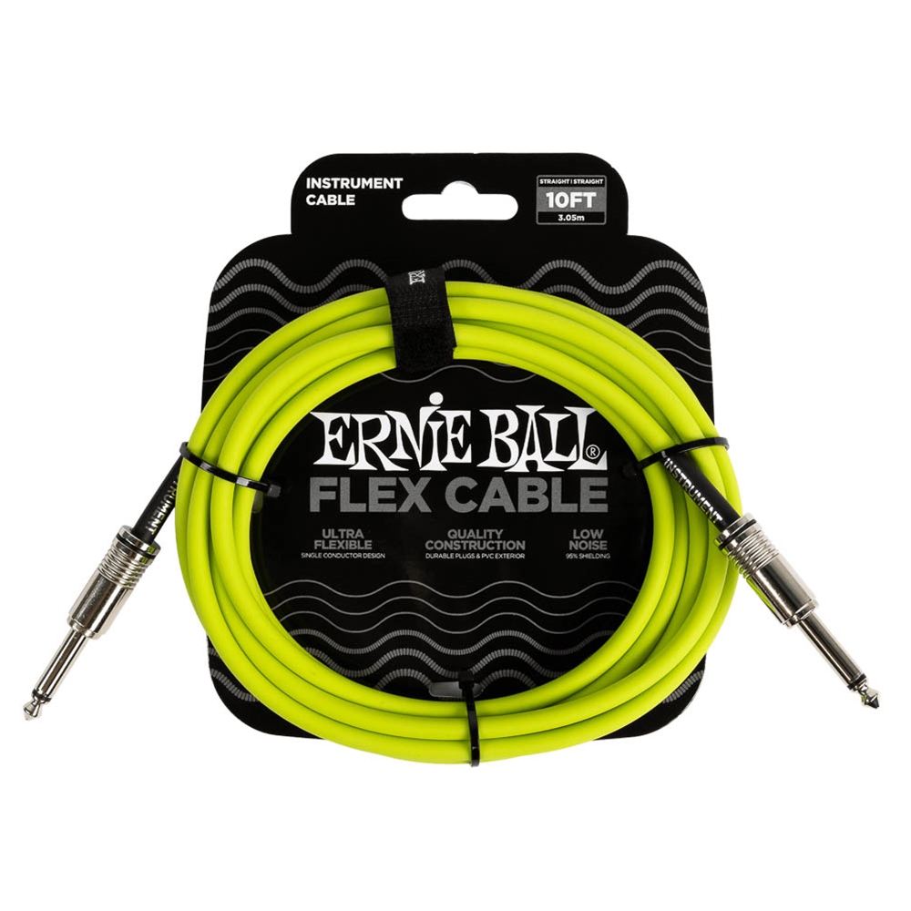 Ernie Ball P06414 Flex Instrument Cable straight/straight 10Ft - Green