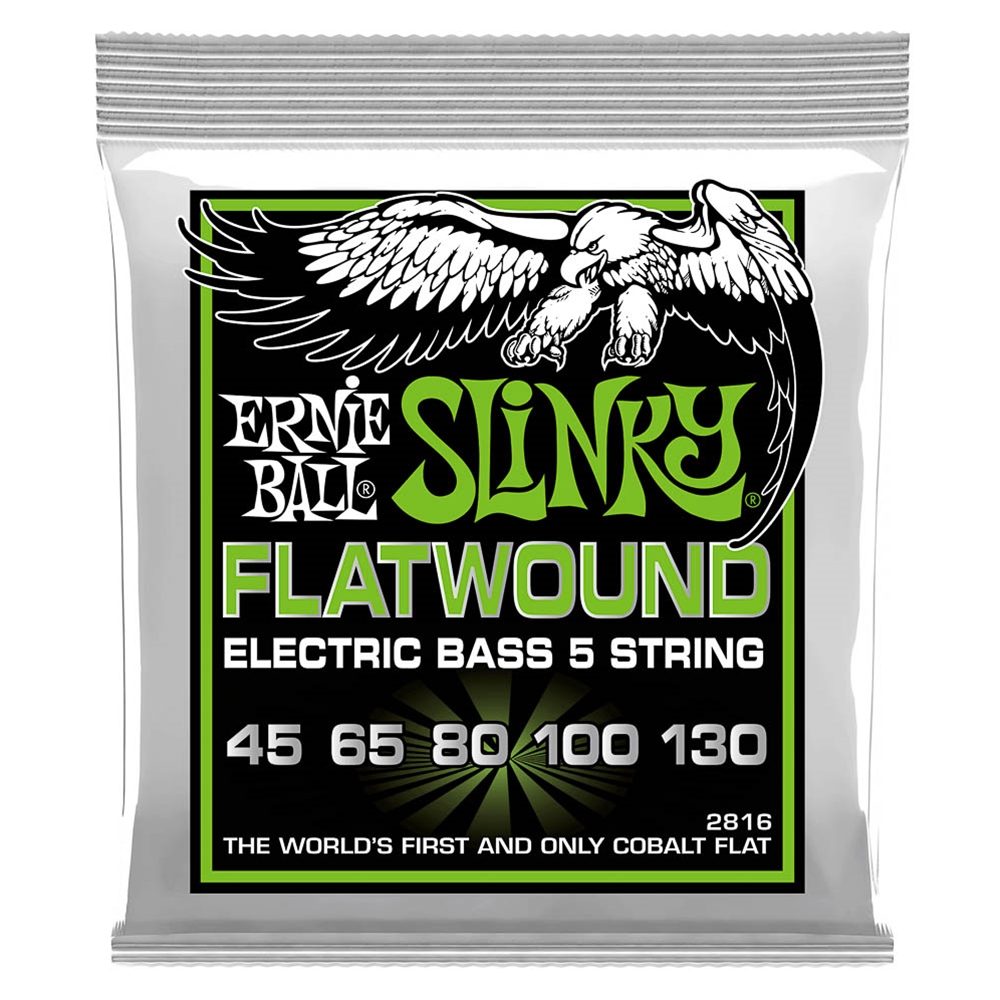 Ernie Ball P02816 5-String Regular Slinky Flatwound Electric Bass Strings - 45-130 Gauge