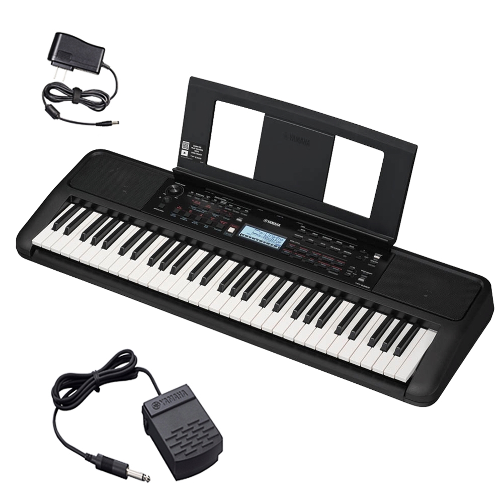 NW Music PSRE383+PEDAL 61-Key Portable Keyboard with Sustain Pedal