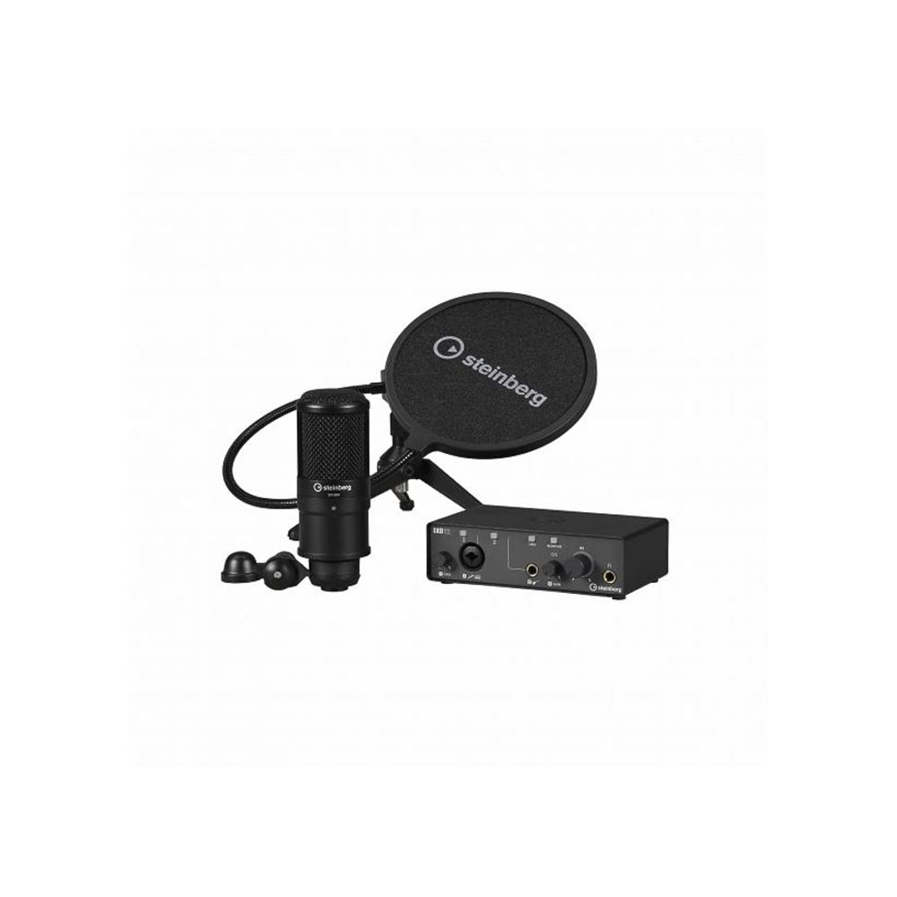 Steinberg  IXO12B-PSPACK Podcast Pack with Mic, Table Top Stand, Pop Screen - Black