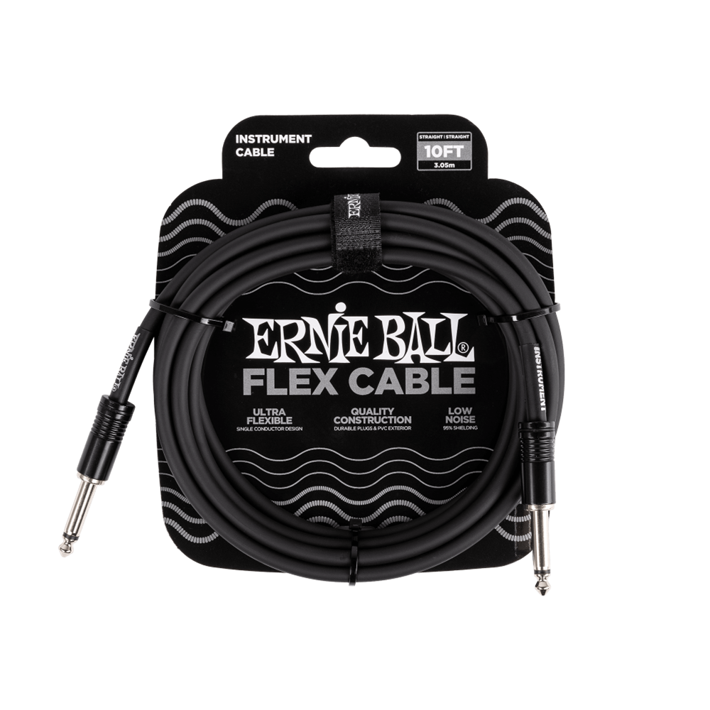 Ernie Ball P06434 Flex Instrument Cable Straight/Straight 10ft - Black