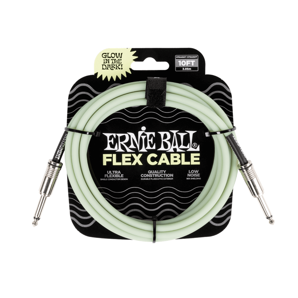 Ernie Ball P06436 Flex Instrument Cable Straight/straight 10ft - Glow In Dark