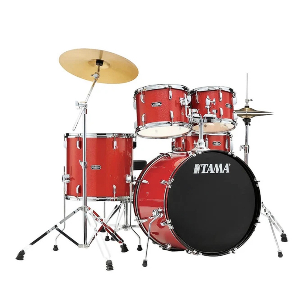 TAMA ST52H5CCDS STAGESTAR  5-piece Complete Drum Set with Snare Drum and Brass Cymbals - Candy Red Sparkle