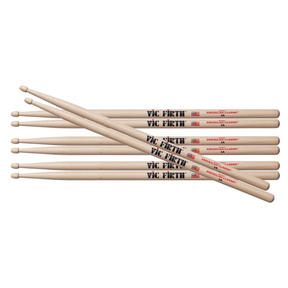 Vic-Firth P5A.3-5A.1 5A Drum Sticks Value Pack - Buy 3 Get 1!