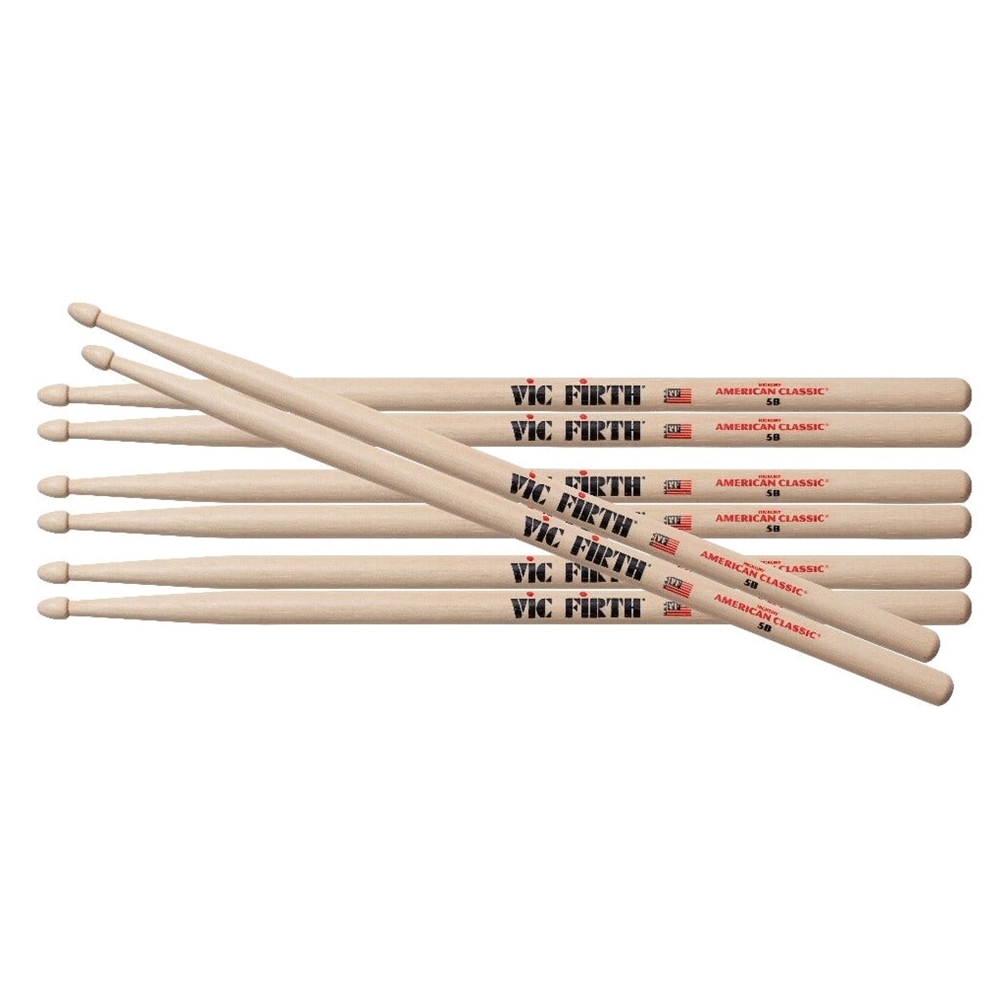 Vic-Firth P5B.3-5B.1 5B Drum Sticks Value Pack - Buy 3 Get 1!