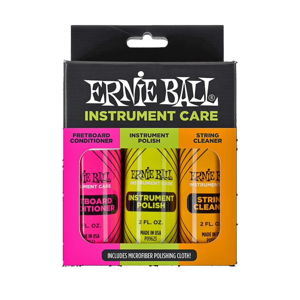 Ernie Ball P04225 Instrument Care 3-pack with Microfiber Polish Cloth